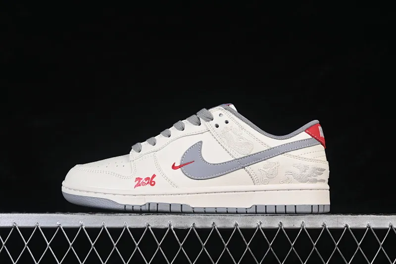 All categories Nk SB Dunk Series Nk SB Dunk Low High-end customized low-top sneakers Nike SB Dunk Low Year of the Horse limited edition White and gray Chinese style High-end customized low-top casual skate shoes FF9989-024